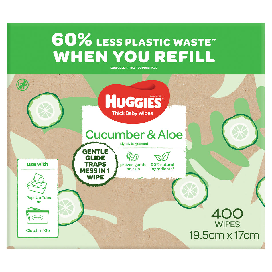 Huggies Thick Baby Wipes Cucumber & Aloe 400 Pack