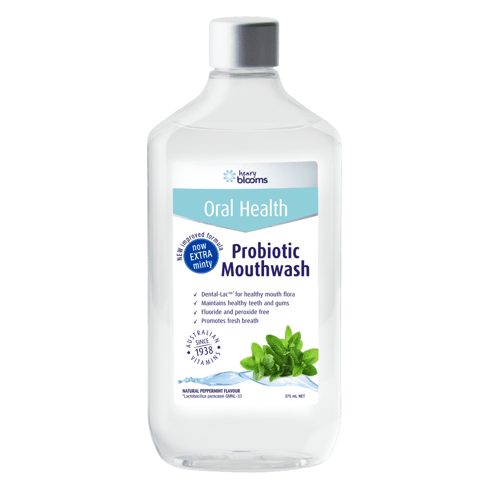 Henry Blooms Oral Health Probiotic Mouthwash Dry Mouth Relief Mint 375ml