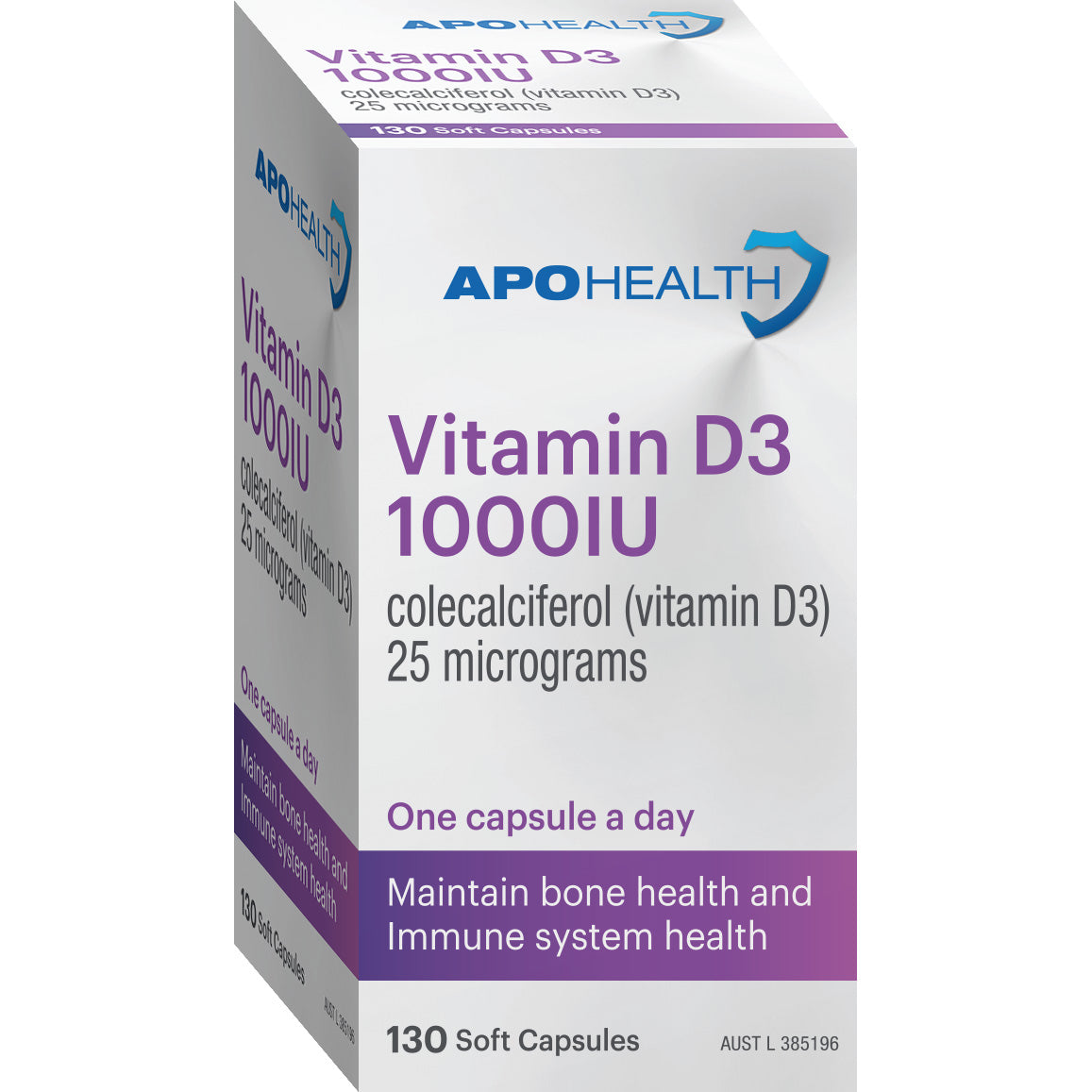 ApoHealth Vitamin D3 1000IU Soft Cap 130 Generic for Ostelin