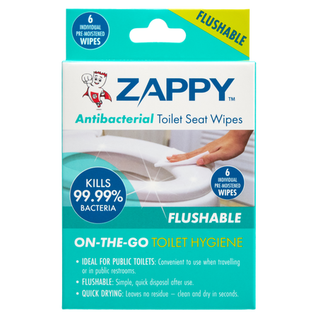 Zappy Antibacterial toilet Seat Wipes 6 Pack