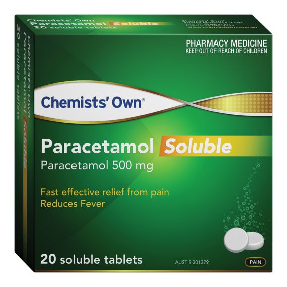 Chemists’ Own Paracetamol 500mg Soluble 20 Tablets (Generic of Panadol)