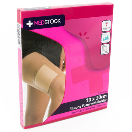 Medstock Silicone Foam With Border 10 cmx10 cm 2Pk