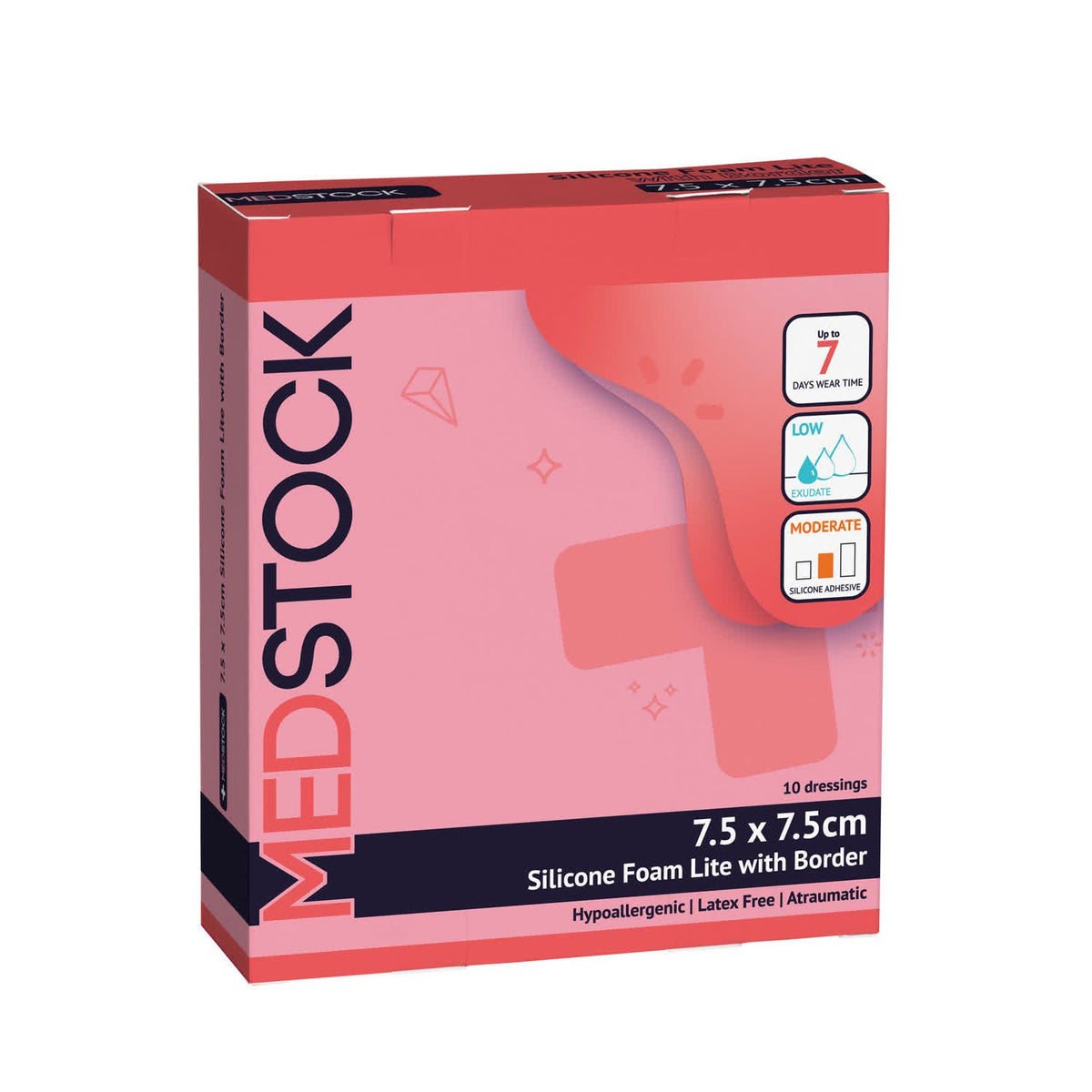 Medstock Silicone Lite With Border 7.5 cmx7.5 cm