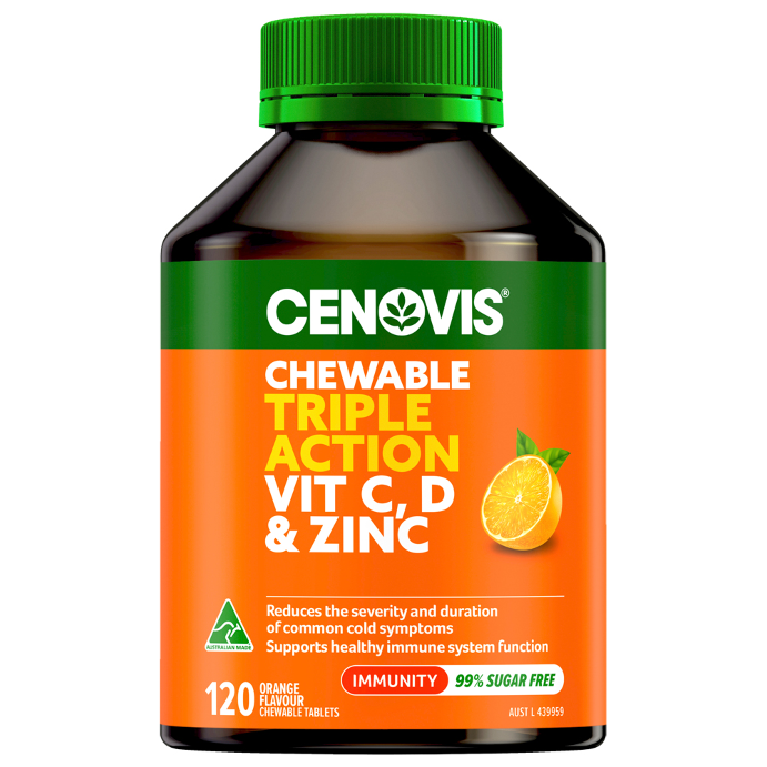 Cenovis Chew Triple Vit C D & Zinc 120 Tablets