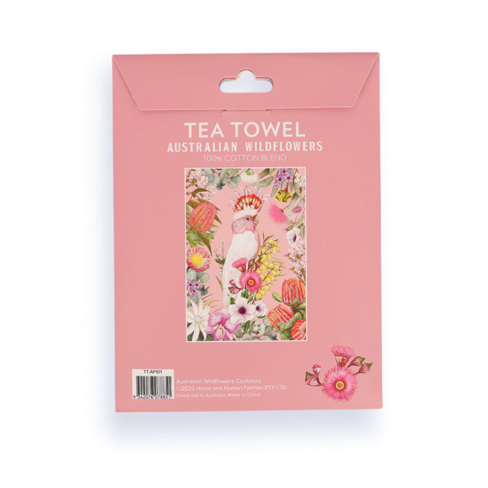 LA LA LAND Tea Towel Australian Wildflowers Cockatoo 44 X 64cm