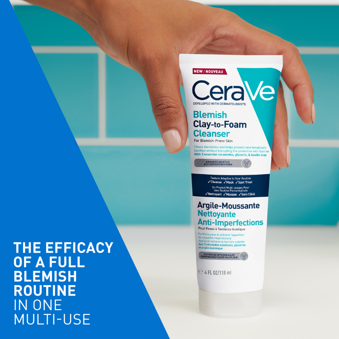 CeraVe Blemish Clay-to-Foam Cleanser 118mL