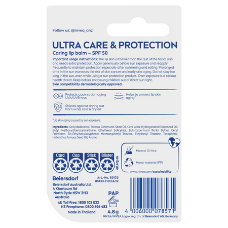 Nivea Lip Ultra Care & Protection SPF50 4.8g