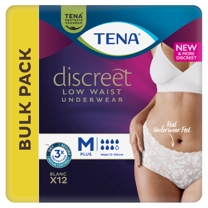 TENA Pants Discreet Low Waist White Size M 12 Pack
