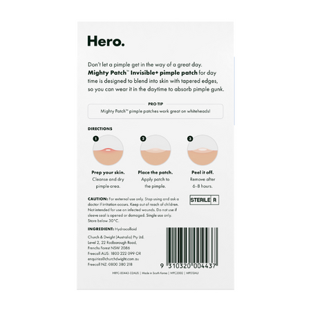 Hero Mighty Patch Invisible+ Hydrocolloid Pimple Patches 24 Pack