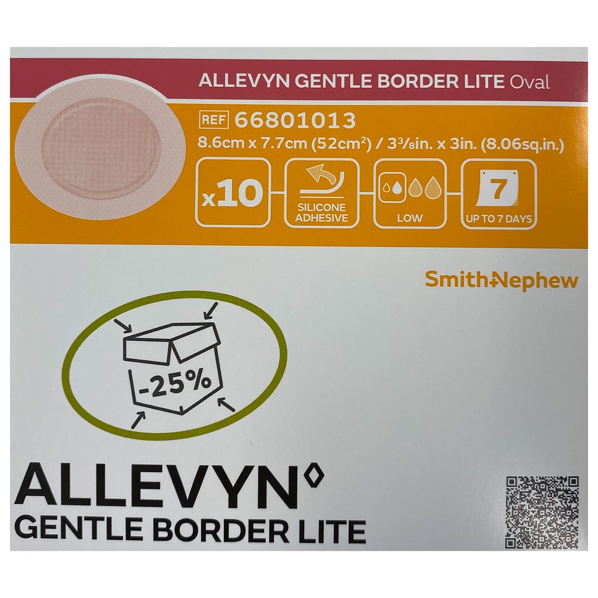 Allevyn Gentle Border Lite Oval 8.6cm X 7.7cm 10 Pack