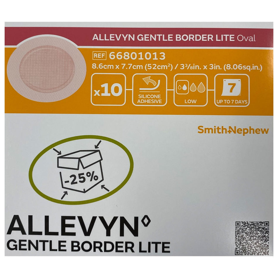 Allevyn Gentle Border Lite Oval 8.6cm X 7.7cm 10 Pack