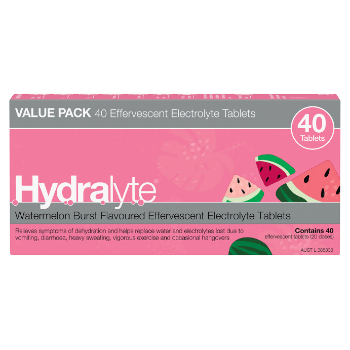 Hydralyte Effervescent Electrolyte 40 Tablets – Watermelon Burst Flavour