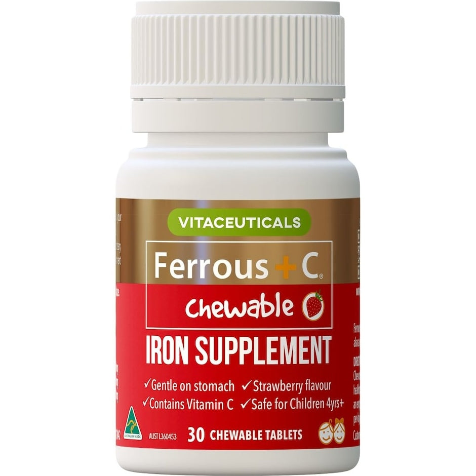 Vitaceuticals Ferrous + C Iron Supplement 30 Chewable Tablets