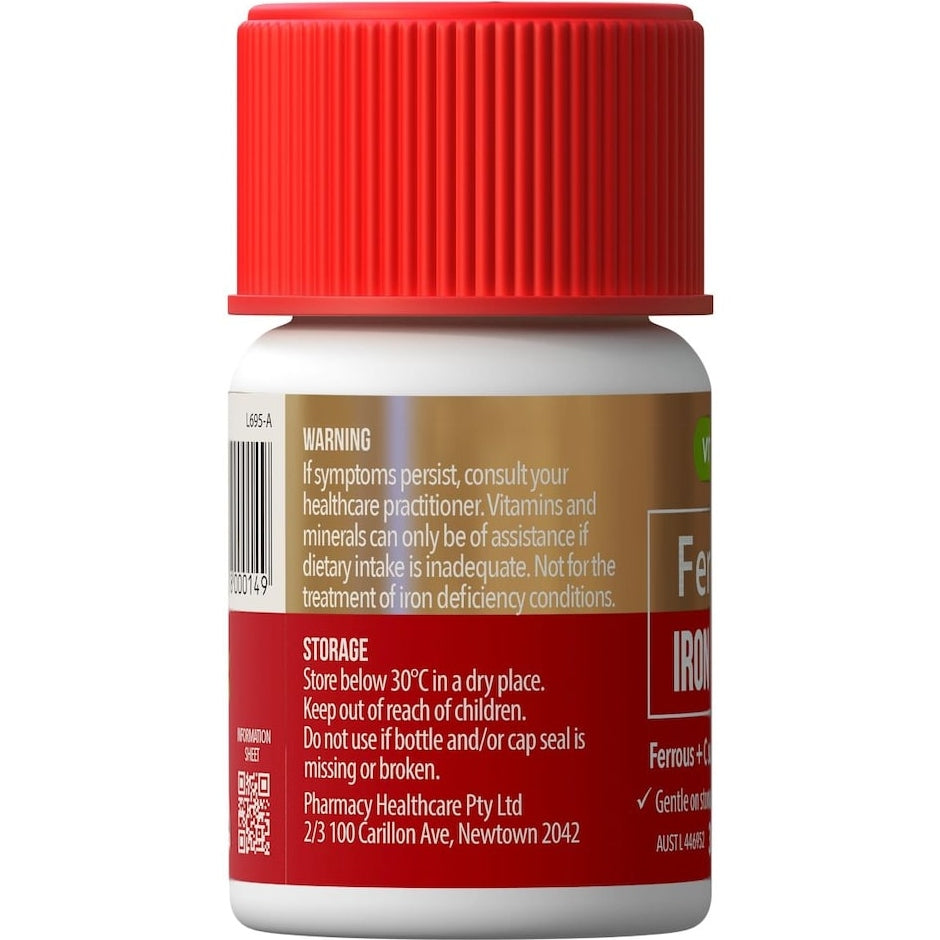 Vitaceuticals Ferrous + C Iron Supplement 30 Hard Capsules