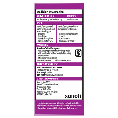 TELFAST 30mg 30 Tablets