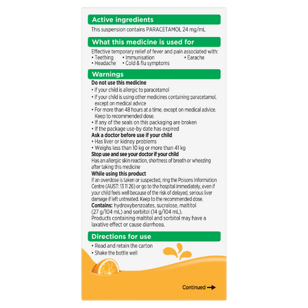 Panadol Children 1-5 Years Tutti Fruitt Flavour 200mL