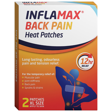 Inflamax Back Pain Heat Patches XL Size 2 Pack