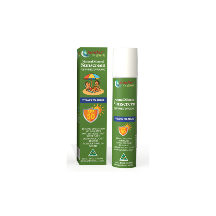 SOODOX Natural Mineral Sunscreen 7 Years to Adult SPF50 100g