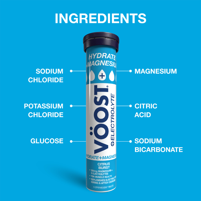 VÖOST Hydrate + Magnesium Citrus Burst Vitamins 12 Effervescent Tablets