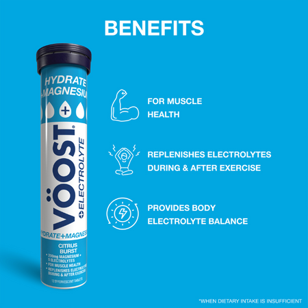 VÖOST Hydrate + Magnesium Citrus Burst Vitamins 12 Effervescent Tablets