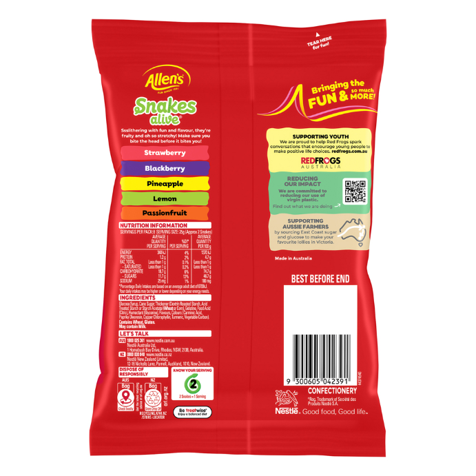 Allen's Snakes Alive Lollies Bag 200g