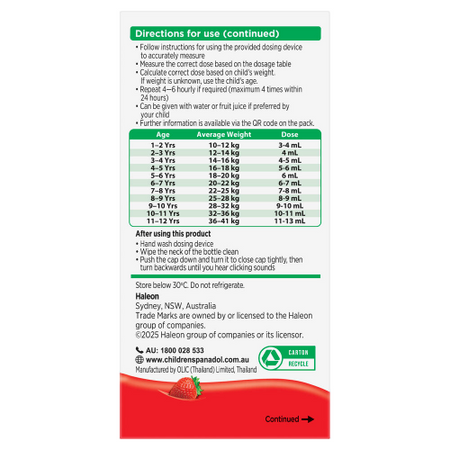 Panadol Children 5-12 Years Strawberry Flavour 100mL