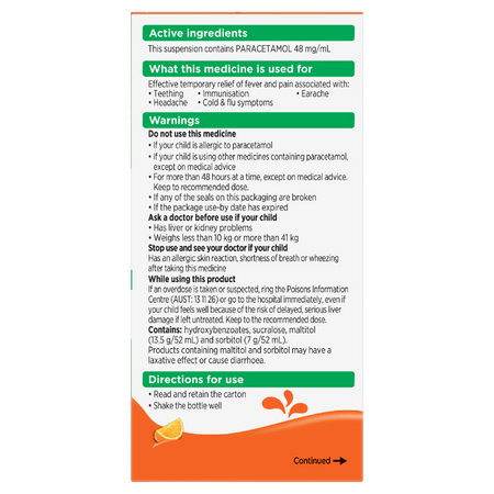 Panadol Children 5-12 Years Orange Flavour 200mL