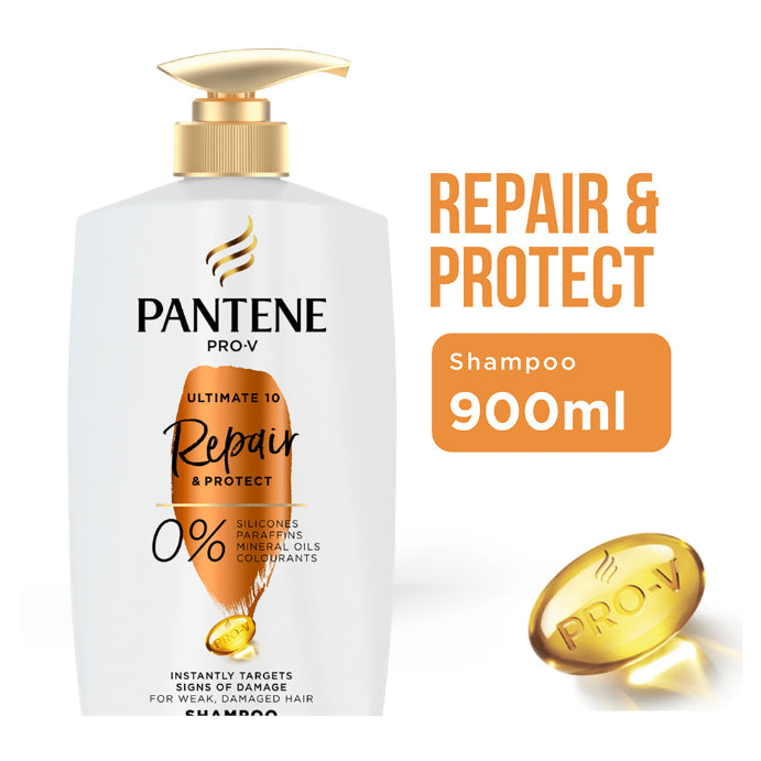 Pantene Pro-V Ultimate 10 Repair & Protect Shampoo: Strengthening Shampoo for Damaged Hair 900ml