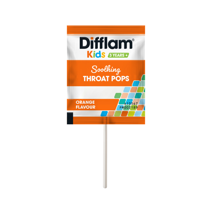 Difflam Kids 3 Years+ Soothing Throat Pops Orange Flavour 10 Pack