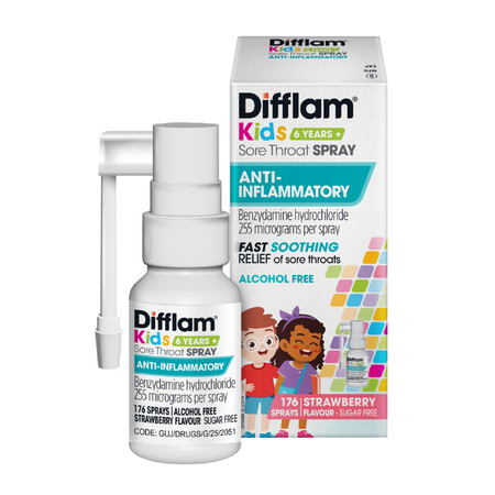 Difflam Kids 6+ Years Sore Throat Spray Anti-Inflammatory Strawberry 30mL