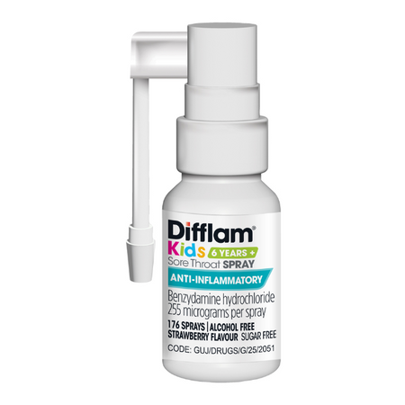 Difflam Kids 6+ Years Sore Throat Spray Anti-Inflammatory Strawberry 30mL