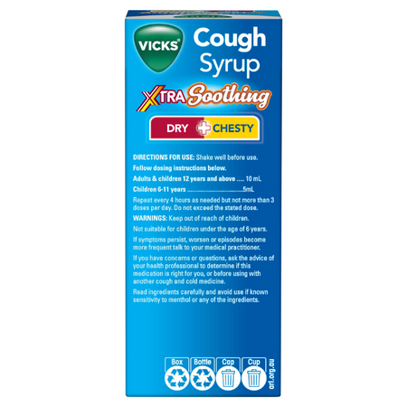 Vicks Cough Syrup Xtra Soothing Dry + Chesty 200mL
