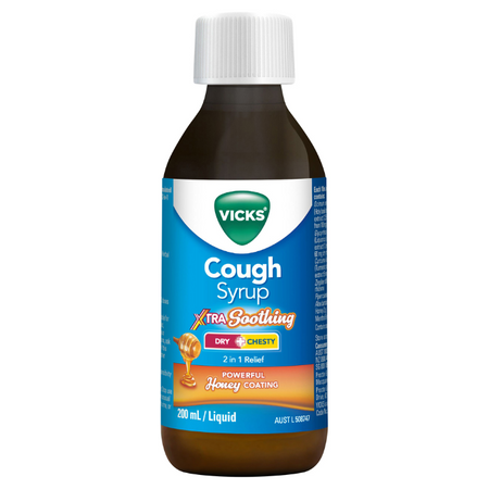 Vicks Cough Syrup Xtra Soothing Dry + Chesty 200mL