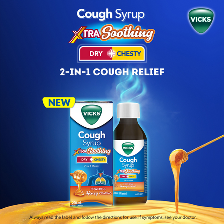 Vicks Cough Syrup Xtra Soothing Dry + Chesty 200mL