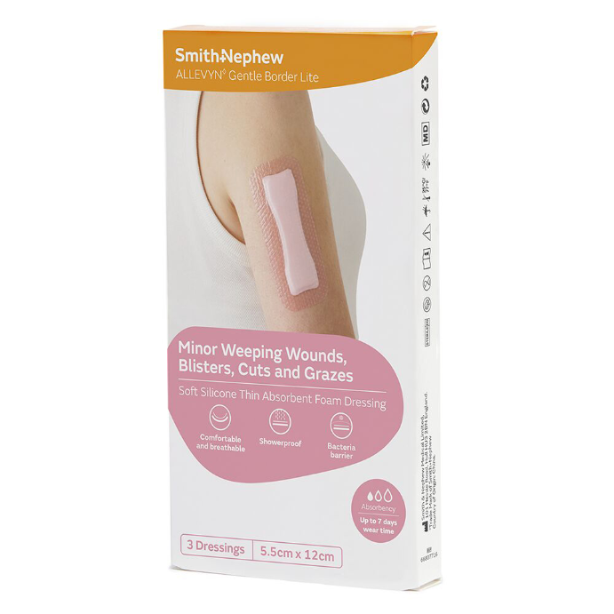Allevyn Gentle Border Lite 5.5cmx12cm 3 Pack