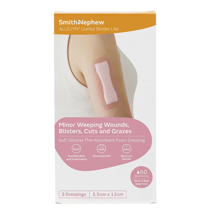 Allevyn Gentle Border Lite 5.5cmx12cm 3 Pack