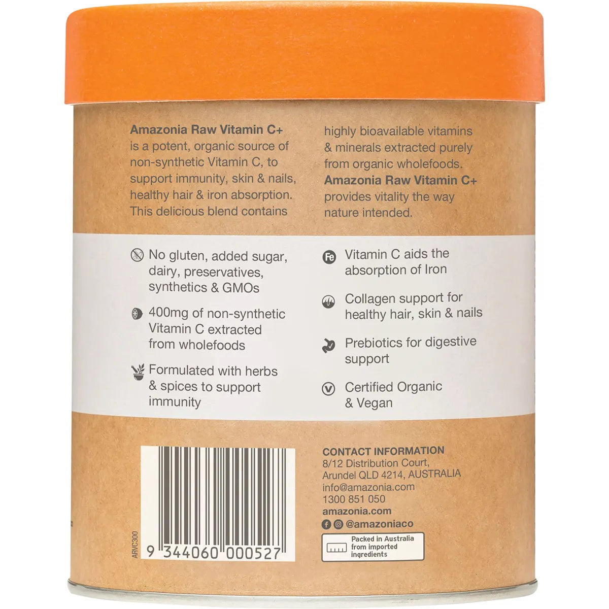 AMAZONIA Raw Wholefood Extracts Vitamin C+ Passionfruit Flavour 300g