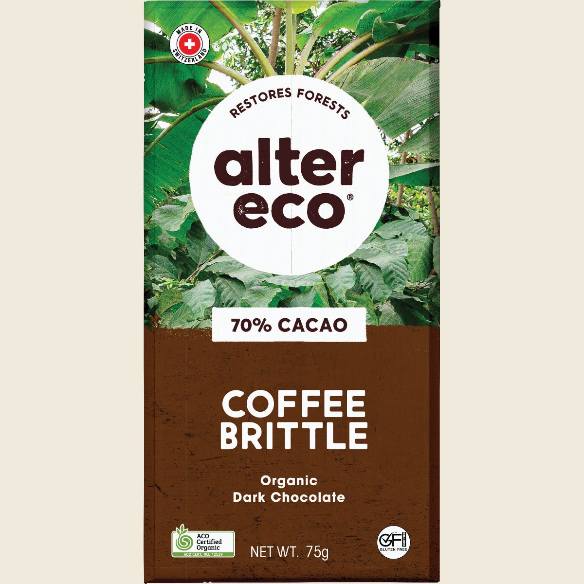 Alter Eco Chocolate Bar Coffee Brittle 70% 12x75g