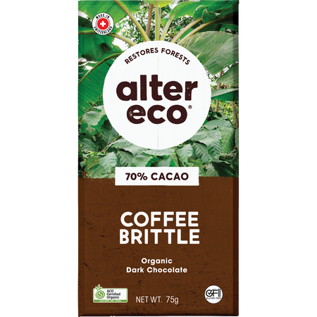 Alter Eco Chocolate Bar Coffee Brittle 70% 75g x 12 Pack
