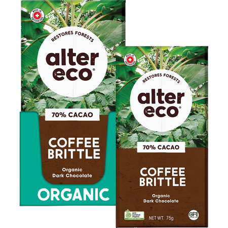 Alter Eco Chocolate Bar Coffee Brittle 70% 75g x 12 Pack