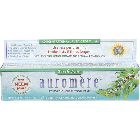 AUROMERE Toothpaste Ayurvedic Fresh Mint Fluoride Free 117g