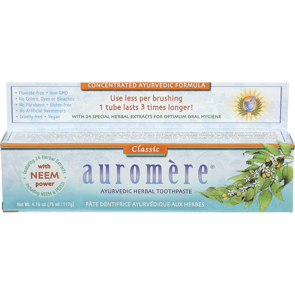Auromere Toothpaste Ayurvedic Classic (Licorice) Fluoride Free 117g