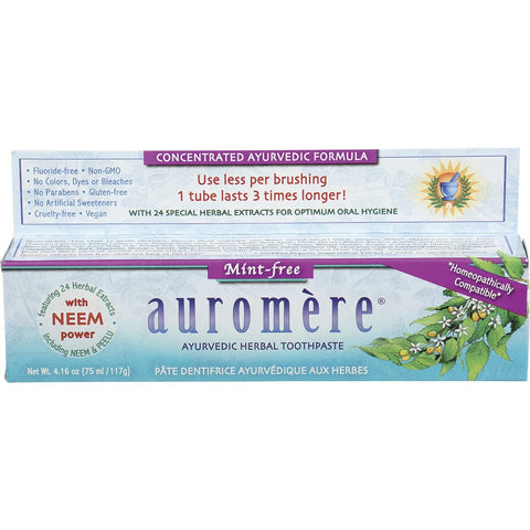 AUROMERE Toothpaste Ayurvedic Mint Free  Fluoride Free 117g