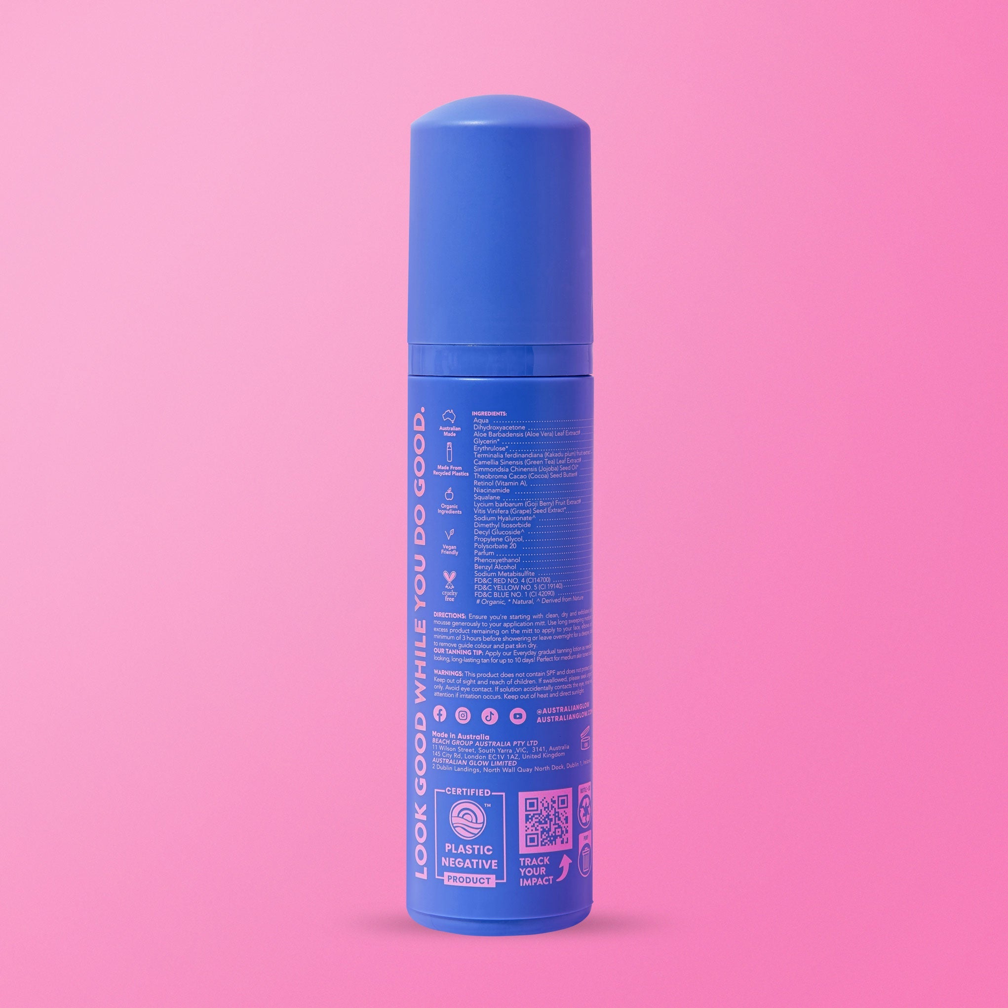 AUSTRALIAN GLOW Long Lasting Self Tan Mousse Dark 180ml