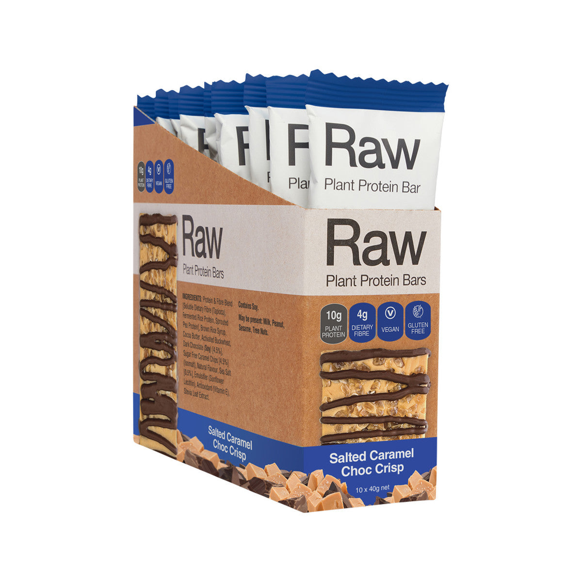 Amazonia Raw Protein Bar Salted Caramel Choc Crisp 40g Pack of 10