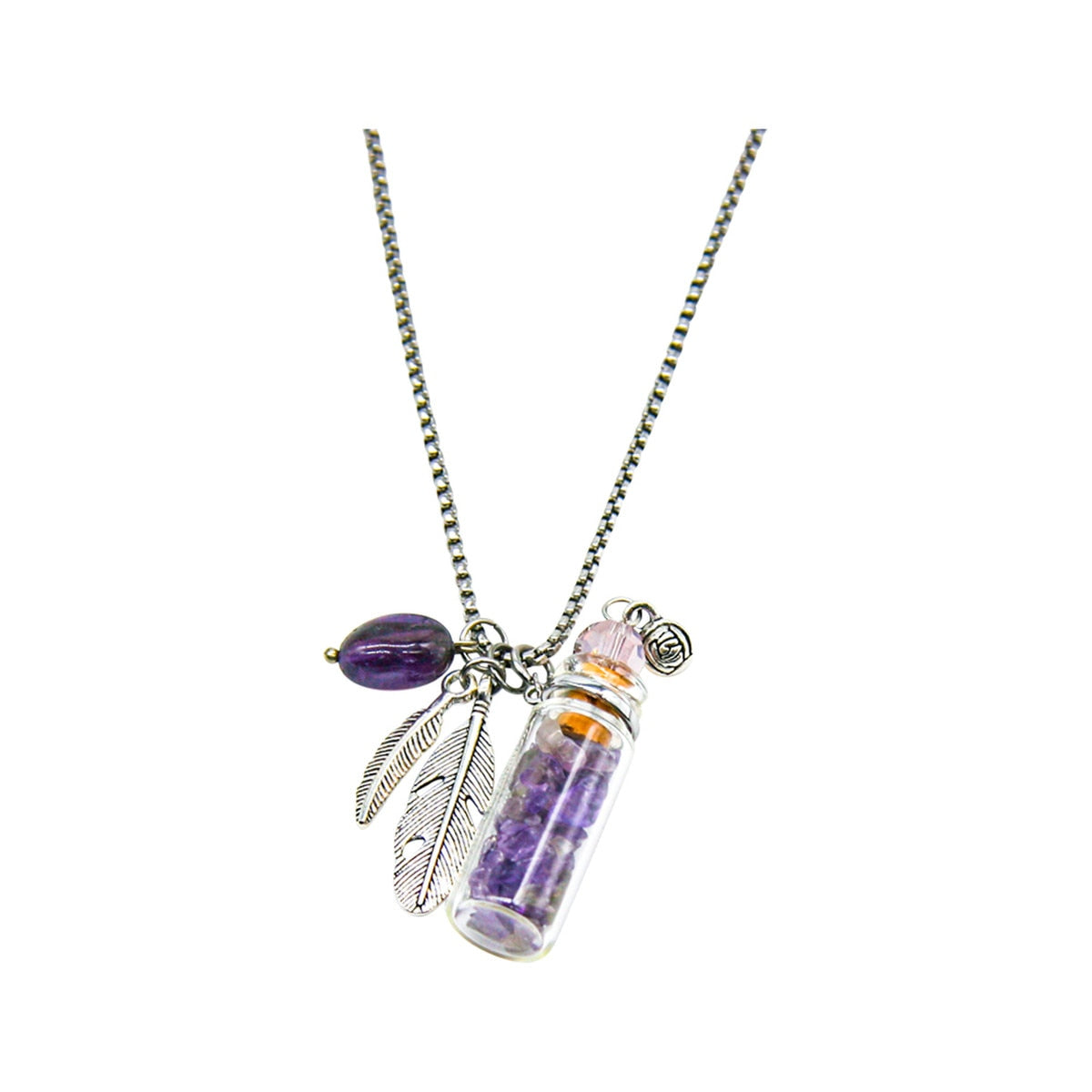 Amrita Court Aroma Necklace Crystal Bottle Amethyst + Purify Essential Oil 10ml Pk