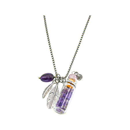 Amrita Court Aroma Necklace Crystal Bottle Amethyst + Purify Essential Oil 10ml Pk