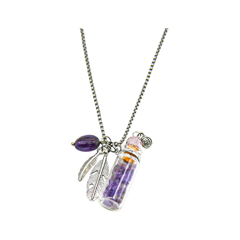 Amrita Court Aroma Necklace Crystal Bottle Amethyst + Purify Essential Oil 10ml Pk