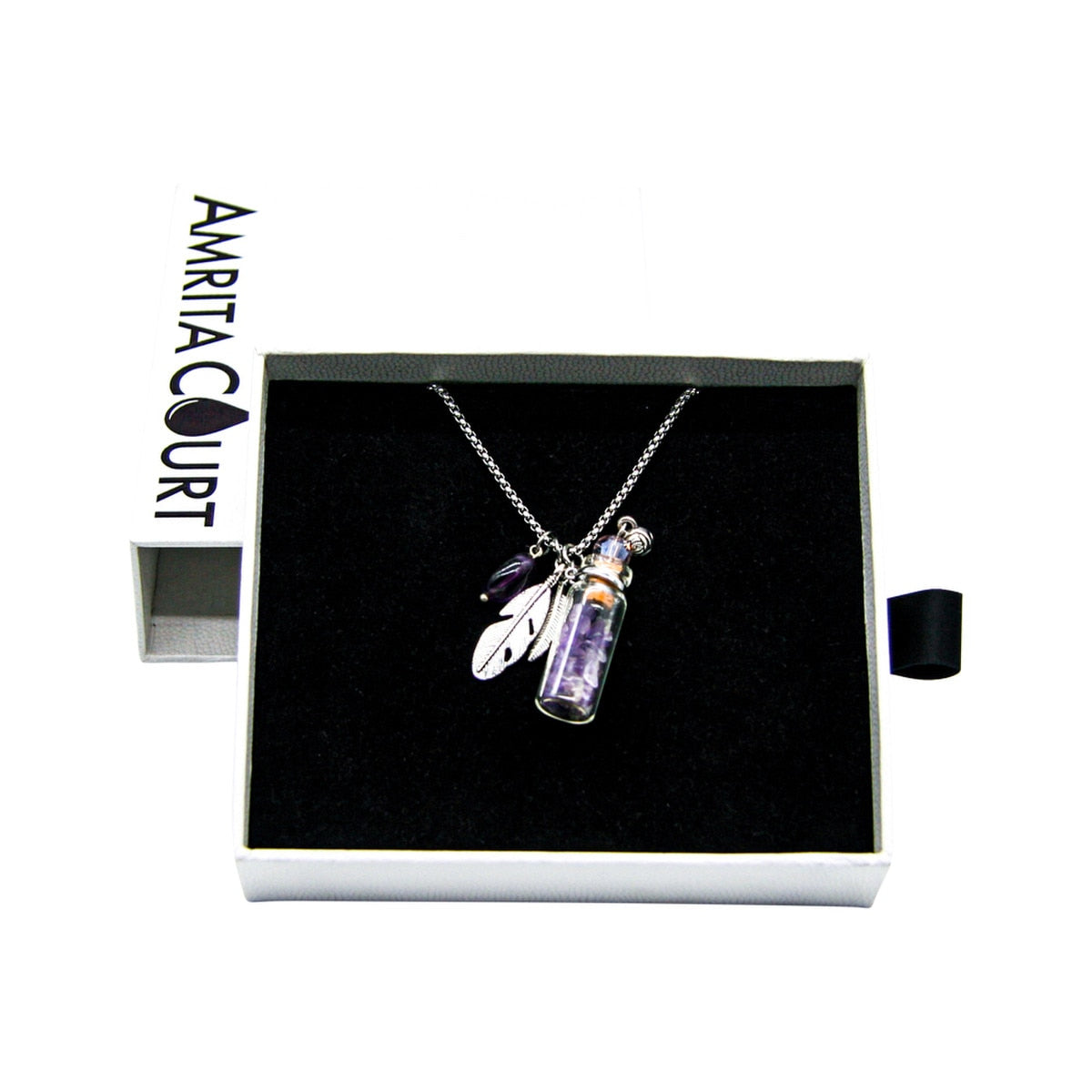 Amrita Court Aroma Necklace Crystal Bottle Amethyst + Purify Essential Oil 10ml Pk