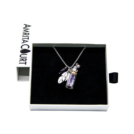 Amrita Court Aroma Necklace Crystal Bottle Amethyst + Purify Essential Oil 10ml Pk